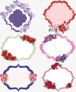 复古波浪花朵装饰边框免抠