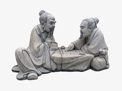 石雕下棋古人免抠