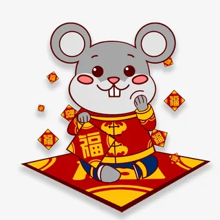 年手绘生肖鼠元素免抠