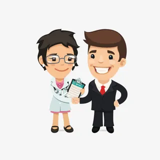 握手的男女医生简图免抠