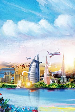 迪拜指南旅游攻略旅游海报背景素材高清
