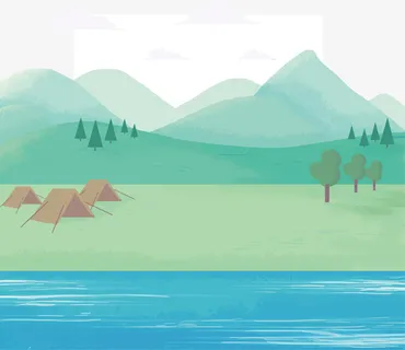 卡通野外湖边度假矢量素材免抠手绘/卡通卡通元素