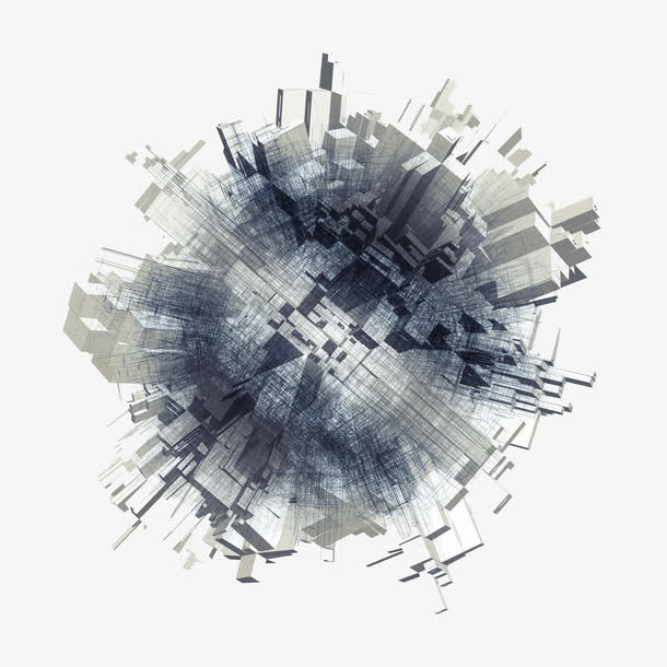 灰色科技城市发展球体模型PNG免抠