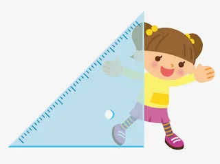 卡通手绘拿着尺子的女孩免抠