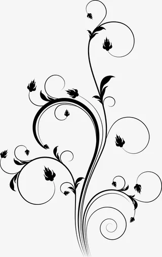 欧式水墨藤蔓素材图免抠