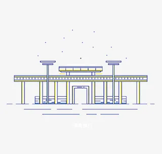 卡通湖南理工学院南苑校门免抠