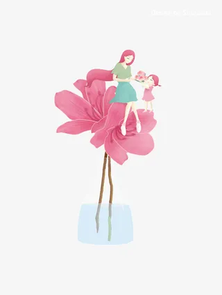 粉色清新唯美母亲节插画免抠免抠