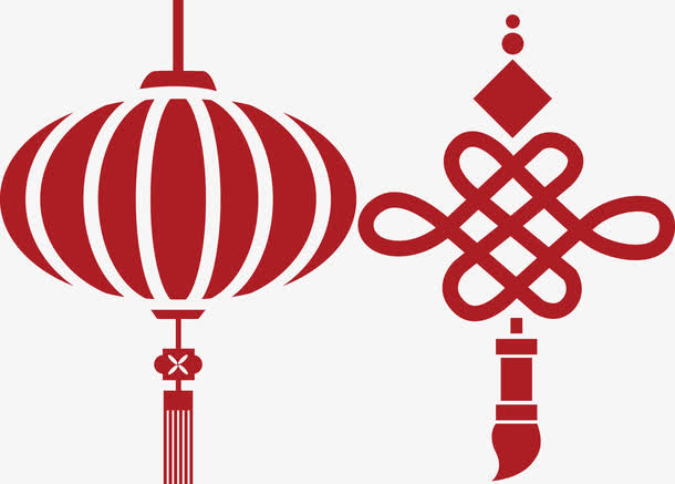 大红灯笼和平安中国结免抠