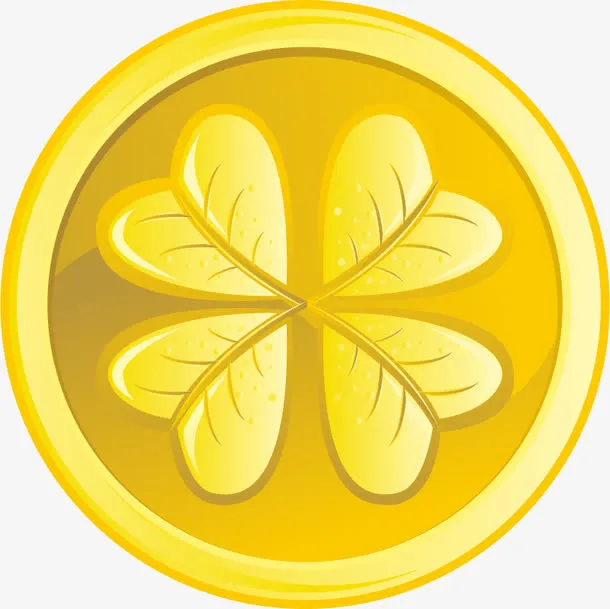 矢量金色幸运草金币免抠