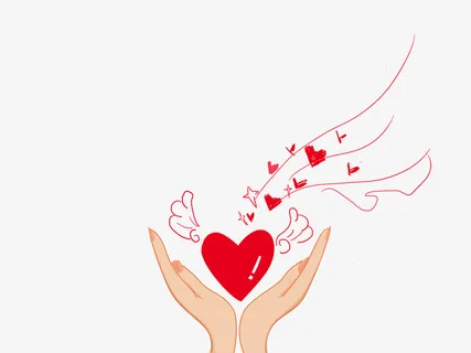 情人节可爱手绘装饰插图双手捧心免抠