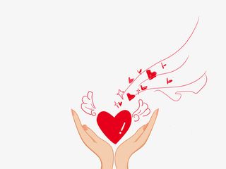 情人节可爱手绘装饰插图双手捧心免抠