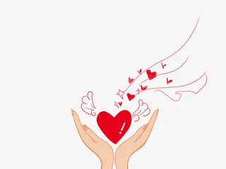 情人节可爱手绘装饰插图双手捧心免抠