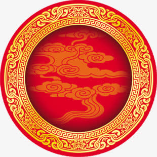 黄红色中国风花纹底纹免抠