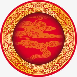 黄红色中国风花纹底纹免抠