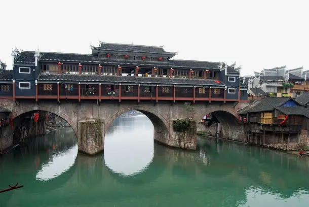 凤凰古城虹桥风雨楼免抠背景其他元素