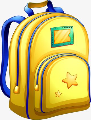 开学季黄色卡通书包免抠