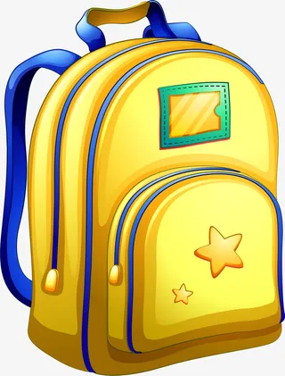 开学季黄色卡通书包免抠