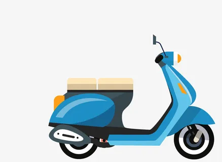 卡通简约电动车交通工具装饰设计免抠