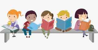 坐着读书的孩子免抠