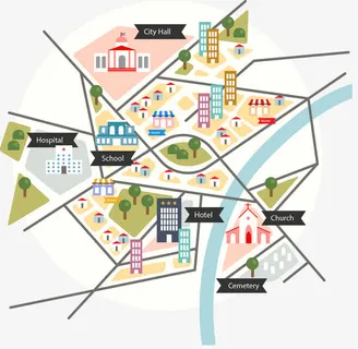 卡通矢量街区地图免抠