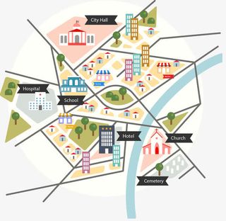 卡通矢量街区地图免抠