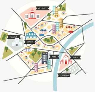 卡通矢量街区地图免抠