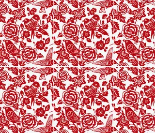 红色中国风花鸟背景