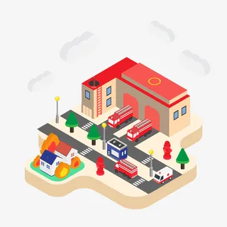 3D消防局俯视图免抠