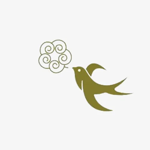 燕子叼花的图案标志免抠