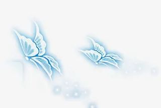 蓝色梦幻蝴蝶星光七夕情人节免抠