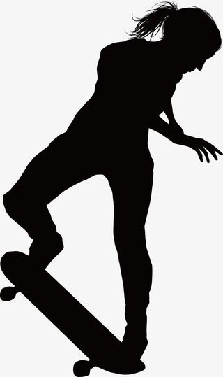 轮滑少年剪影免抠