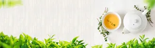 5月春茶节扁平绿色茶叶banner高清