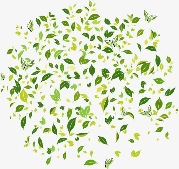 创意节日圆形装饰图案绿叶免抠