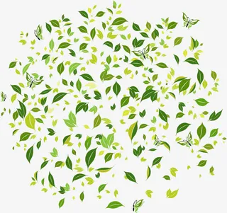 创意节日圆形装饰图案绿叶免抠