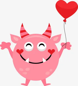 粉色可爱爱心小怪兽免抠