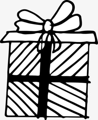 手绘条纹礼物盒免抠