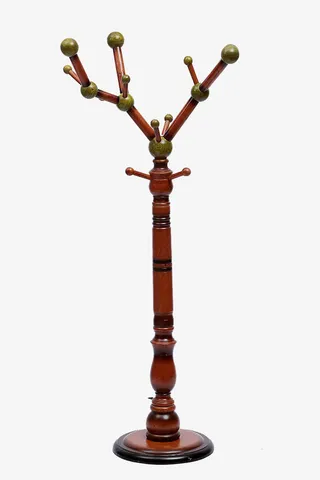 经典复古实木衣帽架免抠