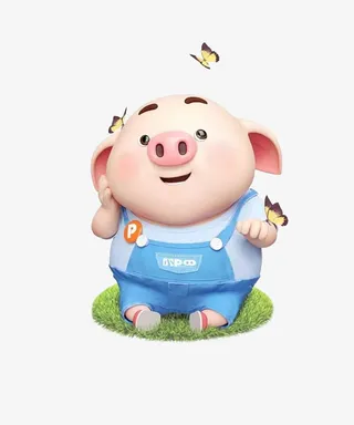 玩耍的小猪和蝴蝶免抠
