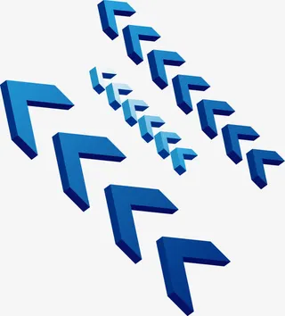 立体蓝色几何箭头免抠