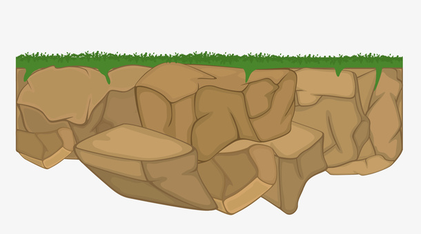 卡通地表土壤和小草免抠