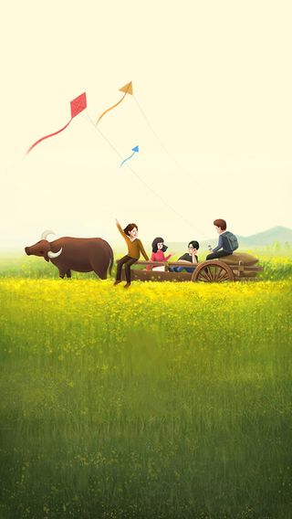 绿色手绘H5背景高清