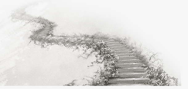 清明节小路朦胧画免抠手绘/卡通手绘元素