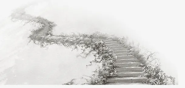 清明节小路朦胧画免抠手绘/卡通手绘元素