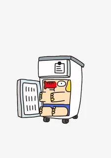 手绘冰箱里的大象免抠