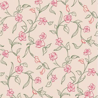 手绘绿叶与红色花朵免抠