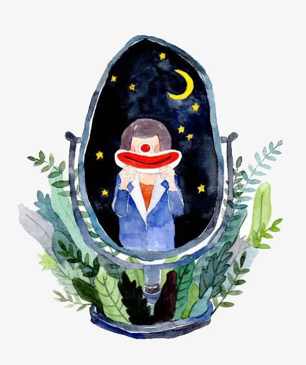 水彩星空免抠