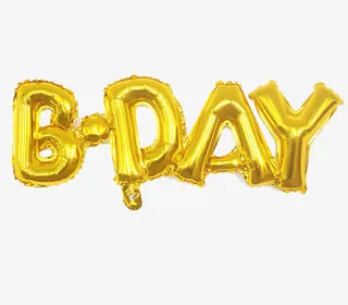 金色字母铝箔气球免抠