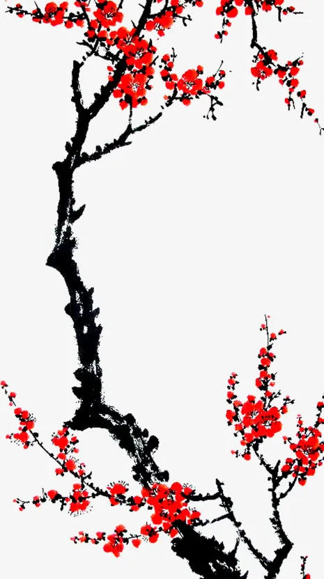梅花水墨画PNG4免抠
