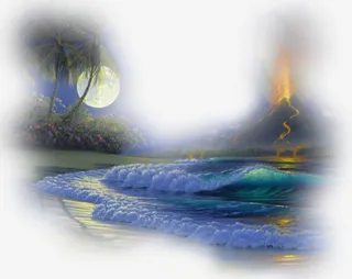 月光下的海边免抠