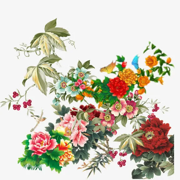 花开牡丹免抠
